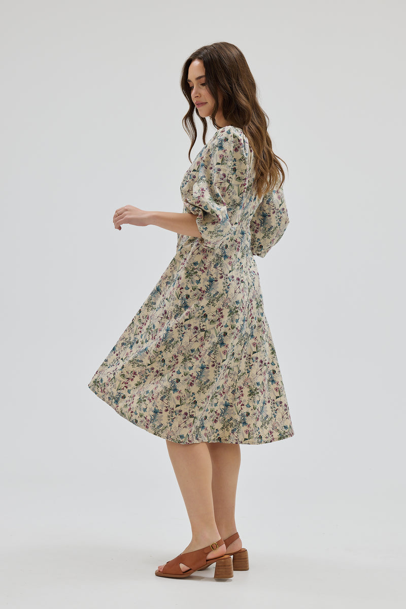 Bubble Sleeve Midi Dress ELLEE THE LABEL Bubble Sleeve Midi Dress ELLEE THE LABEL