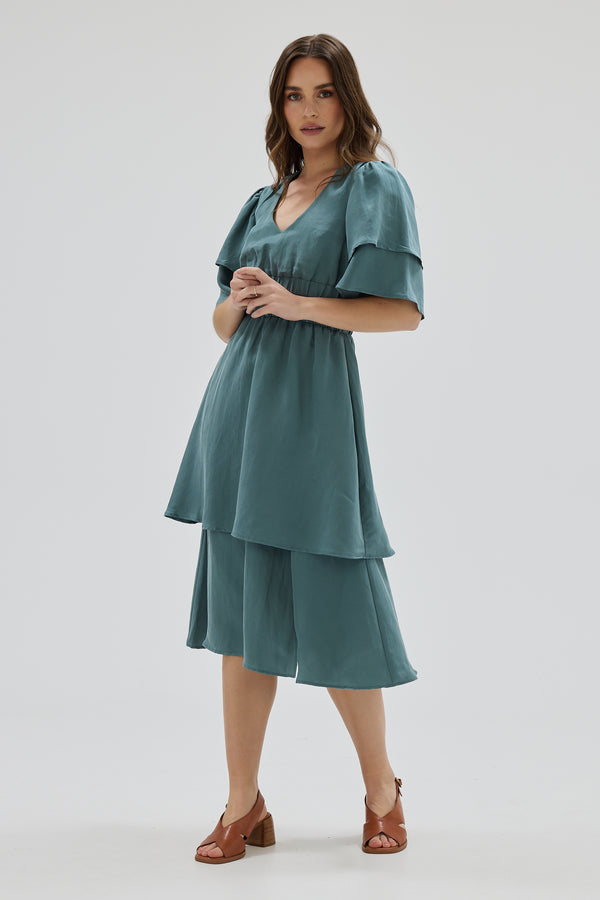 Double Sleeve Midi Dress