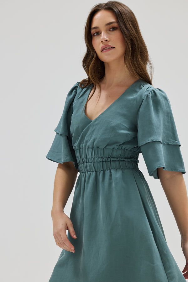 Double Sleeve Midi Dress