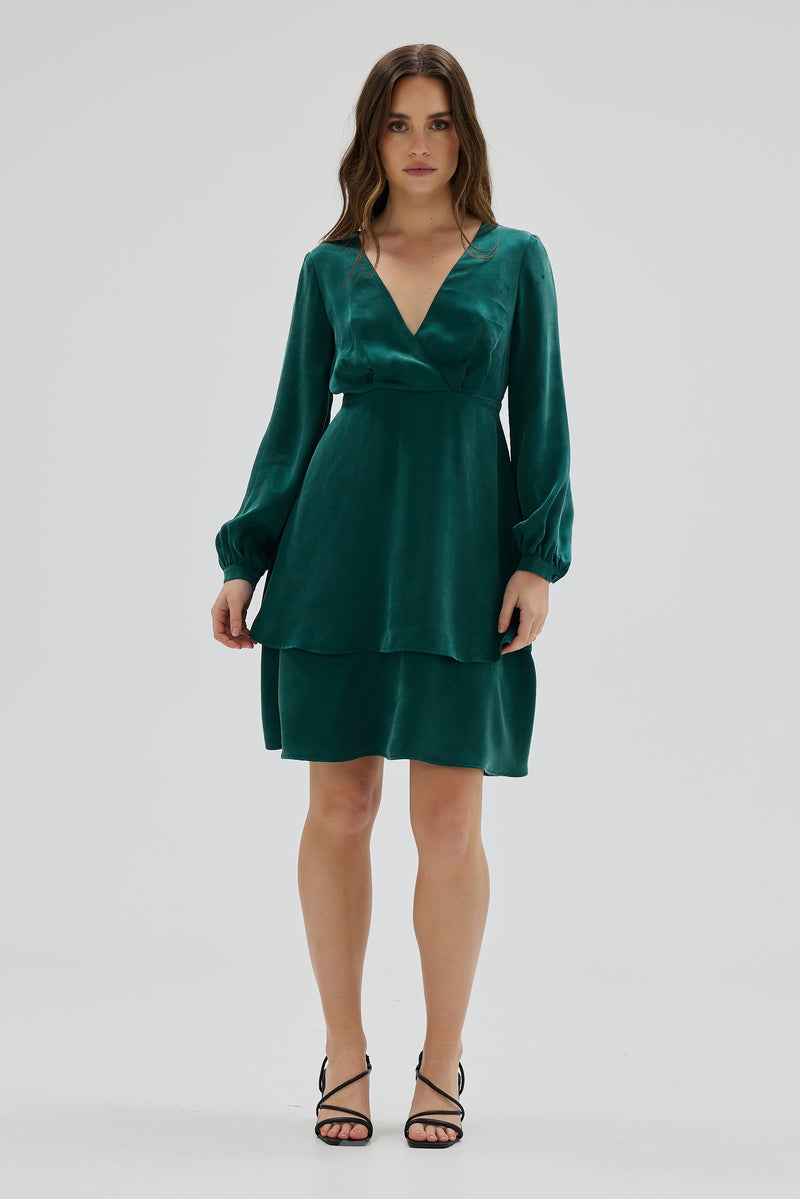 Long Sleeve Double Layer Mini Dress