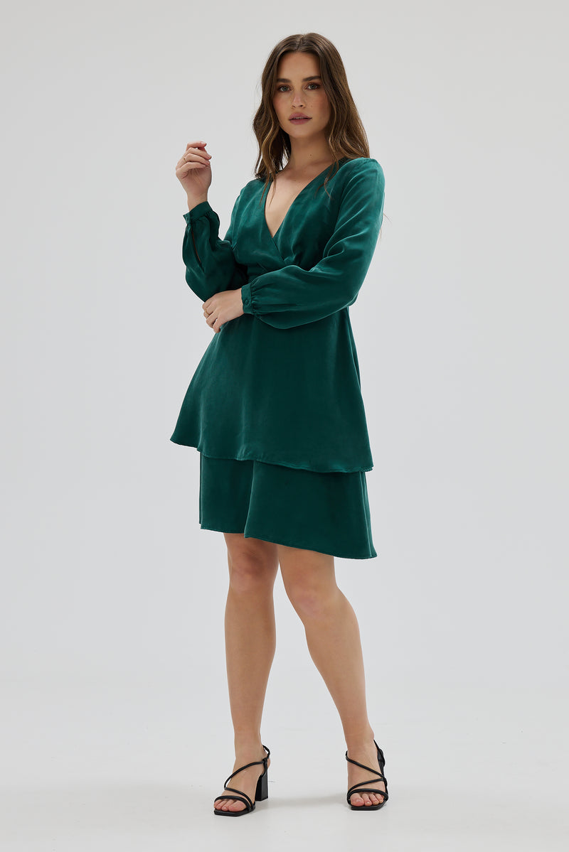 Long Sleeve Double Layer Mini Dress