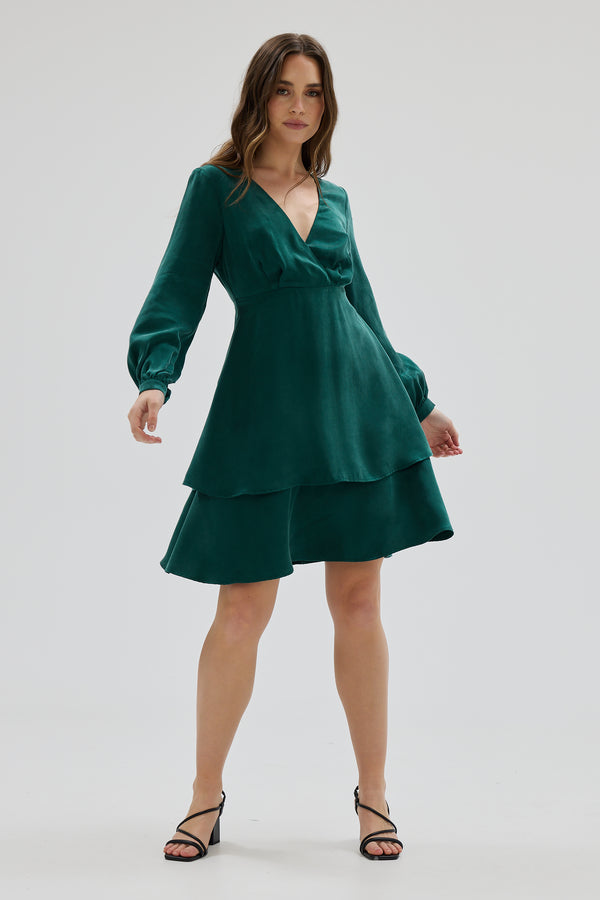 Long Sleeve Double Layer Mini Dress