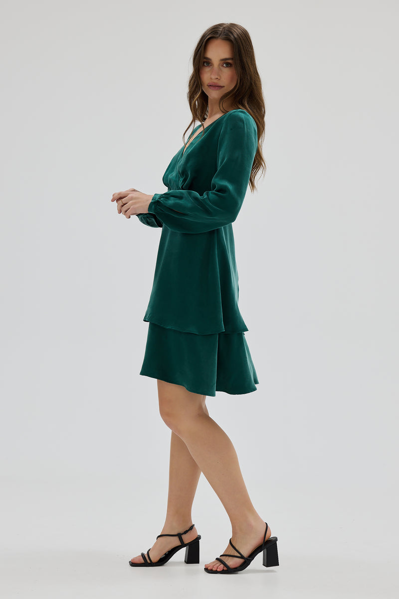 Long Sleeve Double Layer Mini Dress