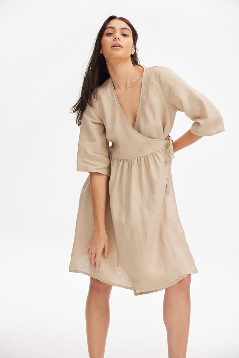 linen wrap dress australia Wrap Linen Dress Nuria