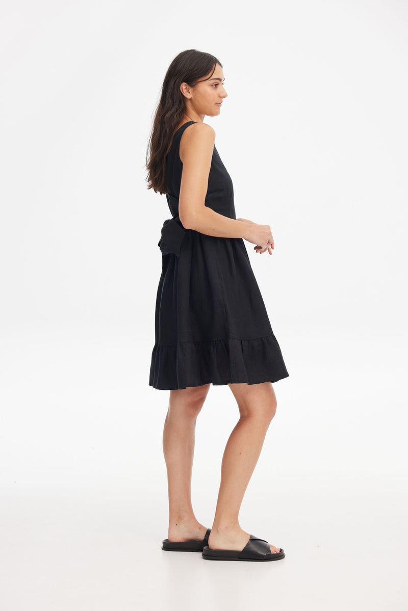 Wrap Back Mini Linen Dress ELLEE THE LABEL Wrap Back Mini Linen Dress ELLEE THE LABEL