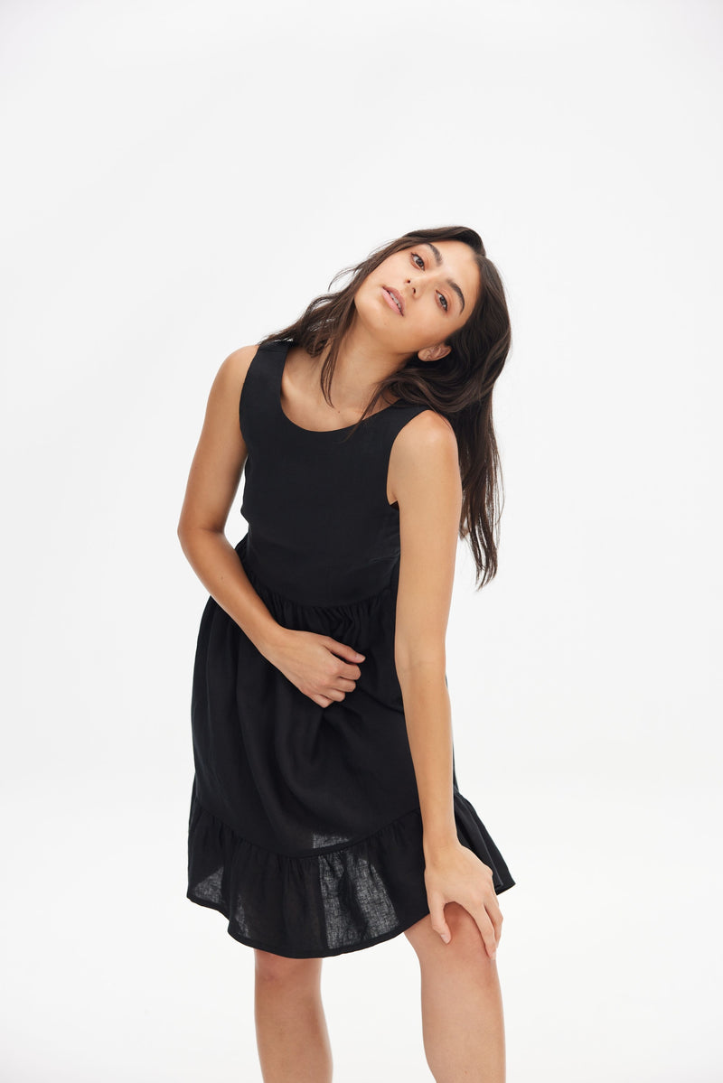 Wrap Back Mini Linen Dress ELLEE THE LABEL Wrap Back Mini Linen Dress ELLEE THE LABEL