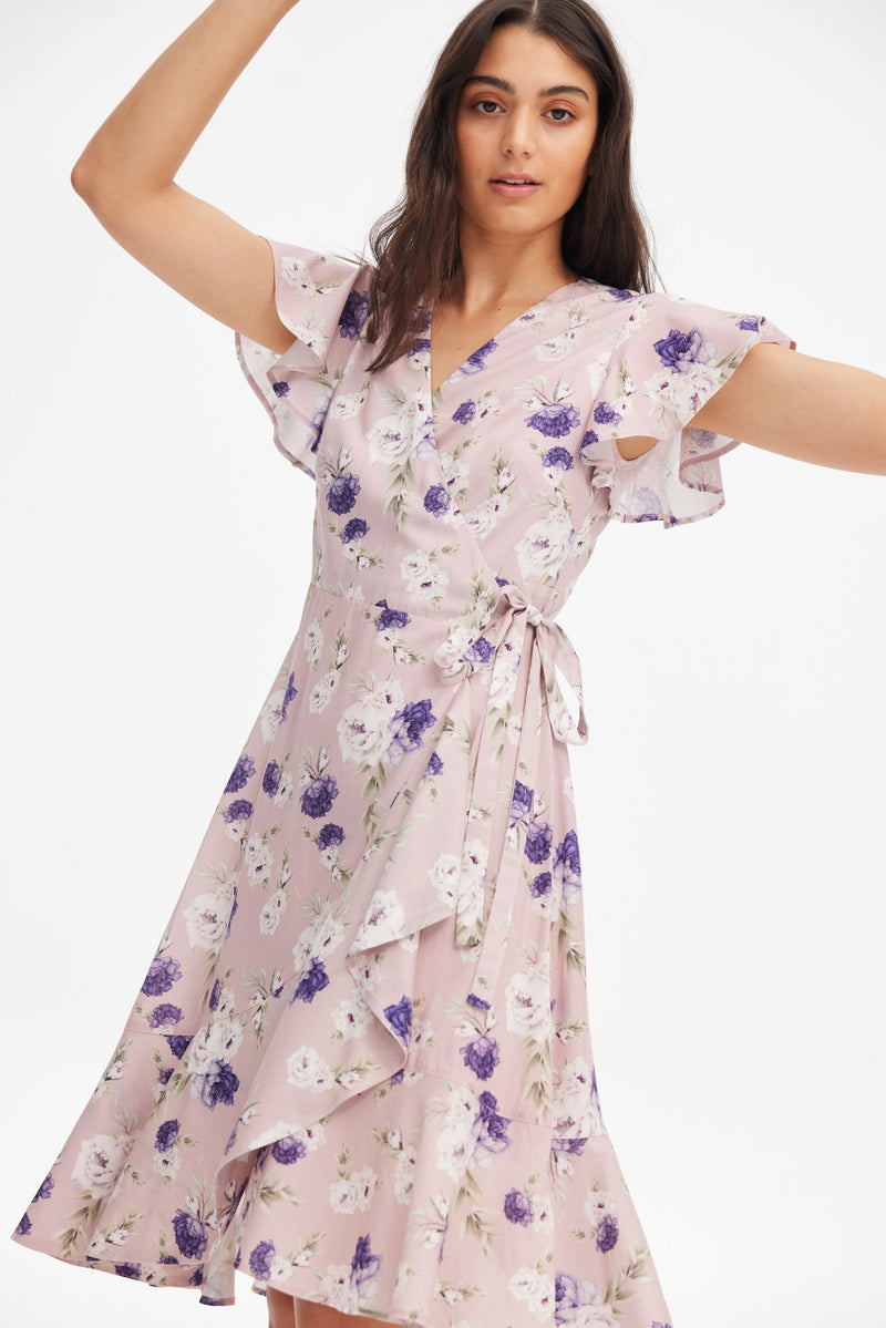 Midi wrap dress hot sale short sleeve